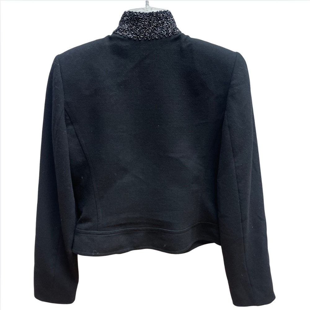 NWT Linda Allard Ellen Tracy Black Beaded Collar Zip Jacket Sz 4 - Picture 2 of 6